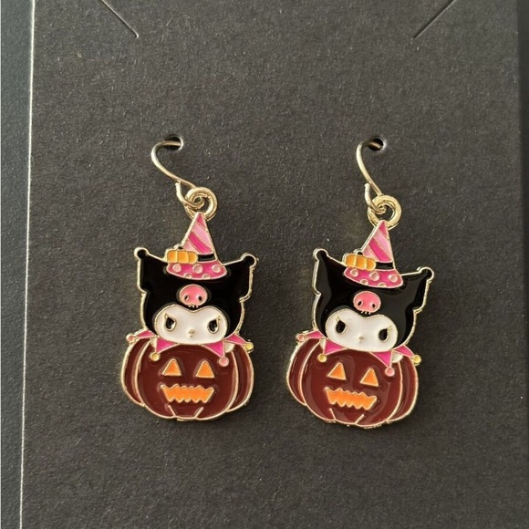 Hello Kitty Kuromi Halloween Pumpkin Earring Pair - Picture 1 of 2